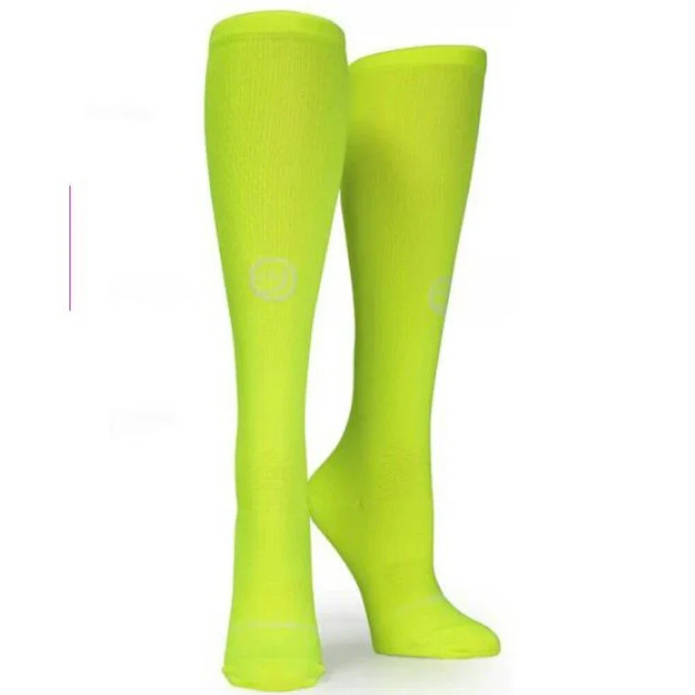 Womens NWOT Crazy Compression High Viz Yellow OTC Solid Knee High Socks